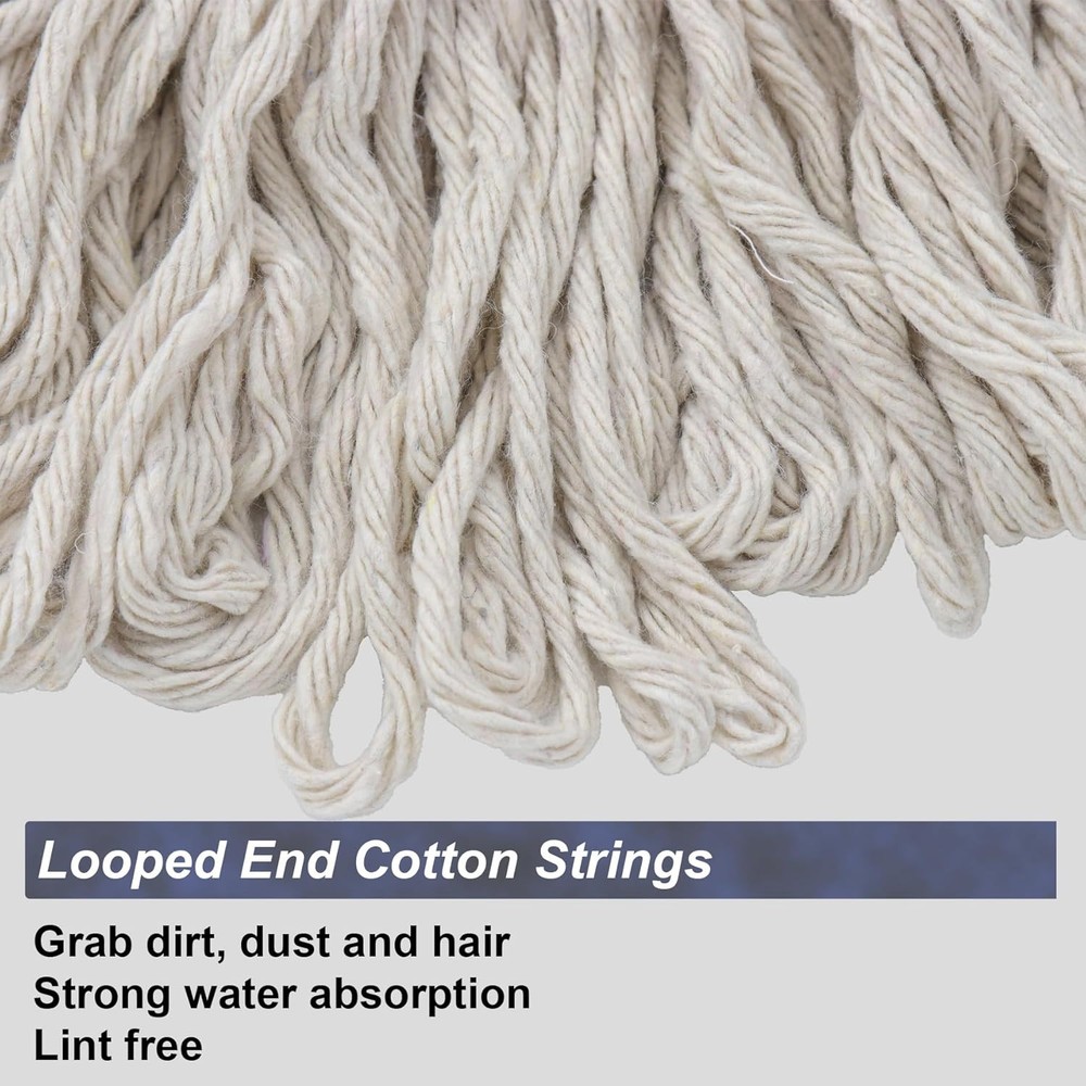 Cotton String Screw on Mop Replacement Head Compatible with All White