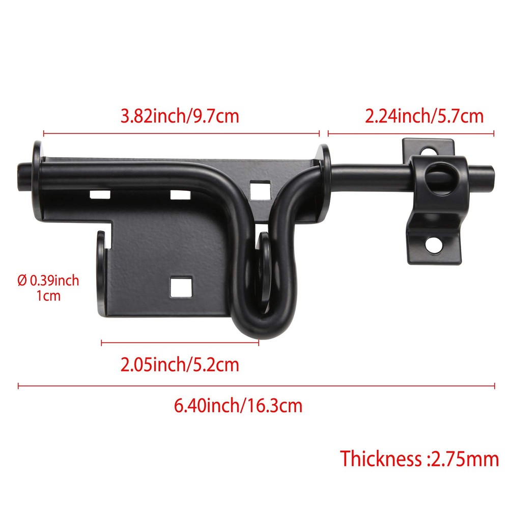 SANKINS Slide Bolt Gate Latch,Sliding Door Lock with normal, Black
