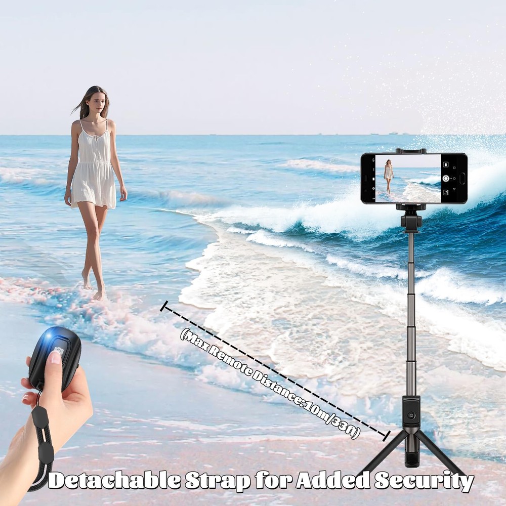 Rechargeable Wireles Camera Remote Bluetoth Selfi Shutter iPhone Android w/Strap