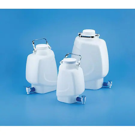 Rectangular Carboy, Stopcock, 2.64 Gal. (Formerly Lab Safety Supply), 49H044
