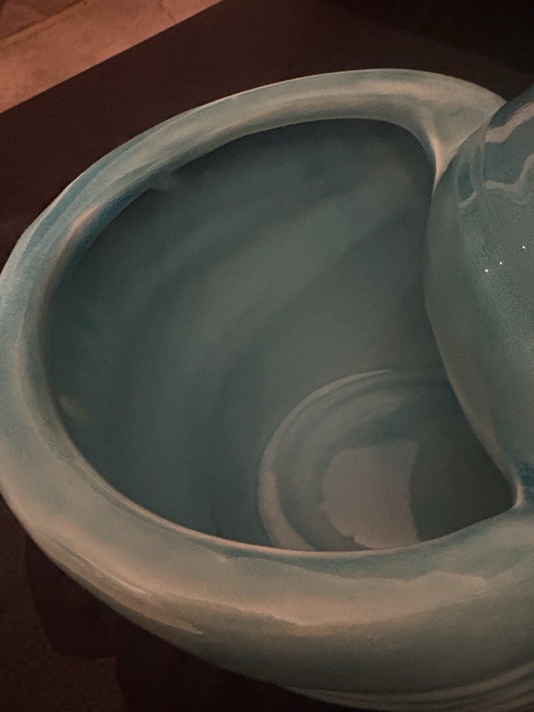 Blue Ceramic Seashell Planter Glossy Pottery 10" x 7" x 6" Solid Color
