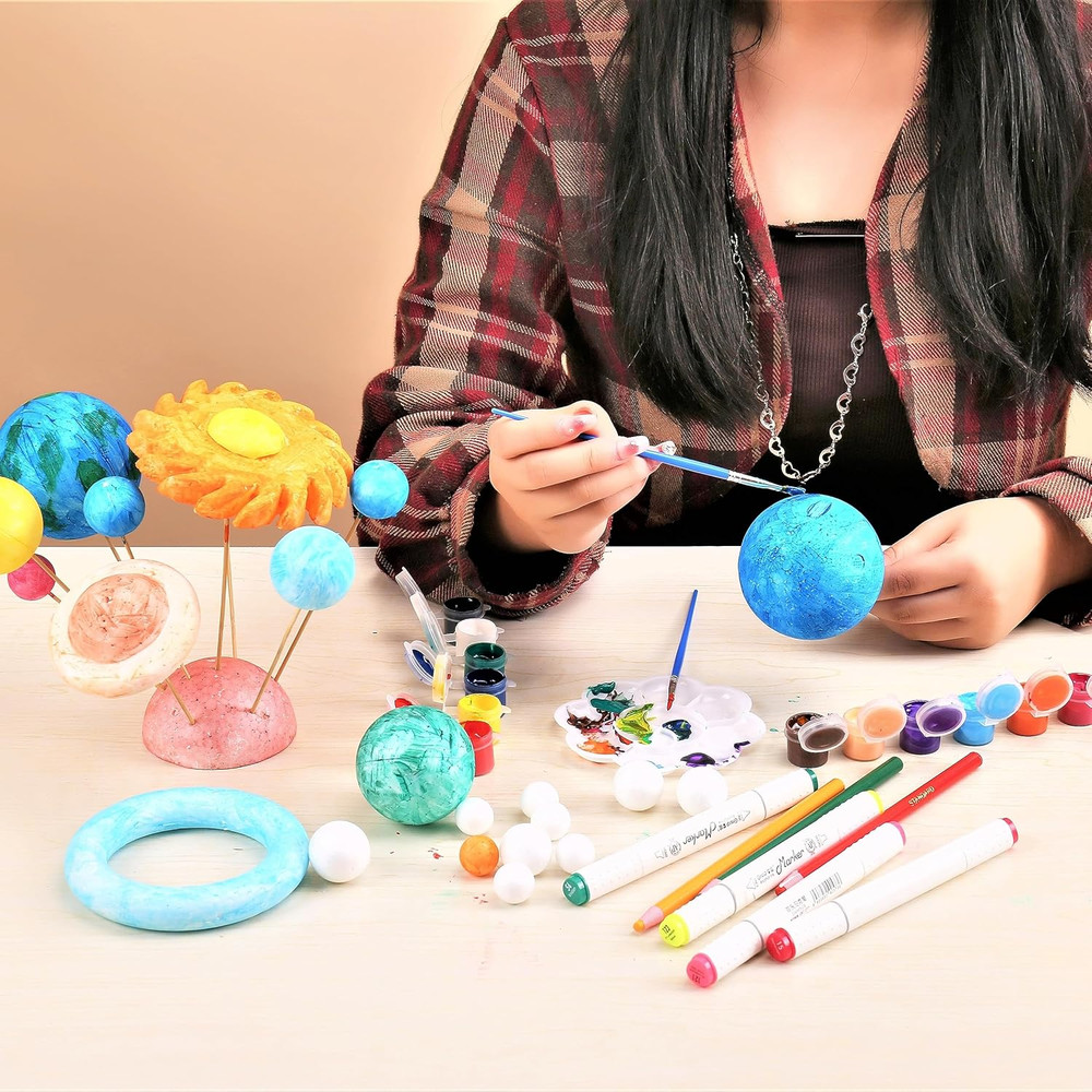 72 Pcs Solar System Model Foam Balls Kit Includes Mixed Sizes Craft Foam Bamboo