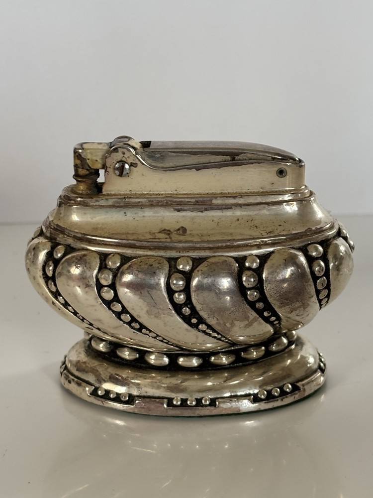 Vintage Ronson Crown Table Lighter Silver Plated with Box