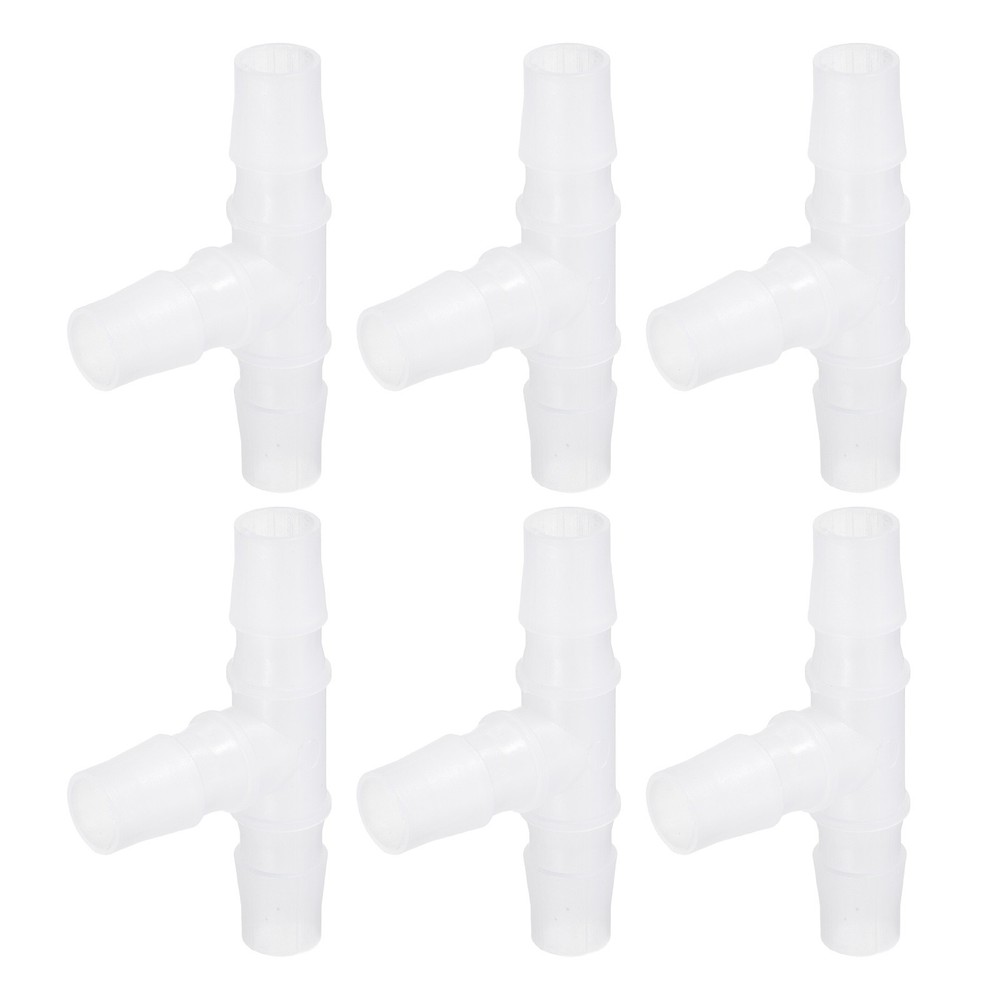 6pcs Plastic Barb Fitting, 5/8"x5/8" t Shape Tee Pipe Fitting, Clear