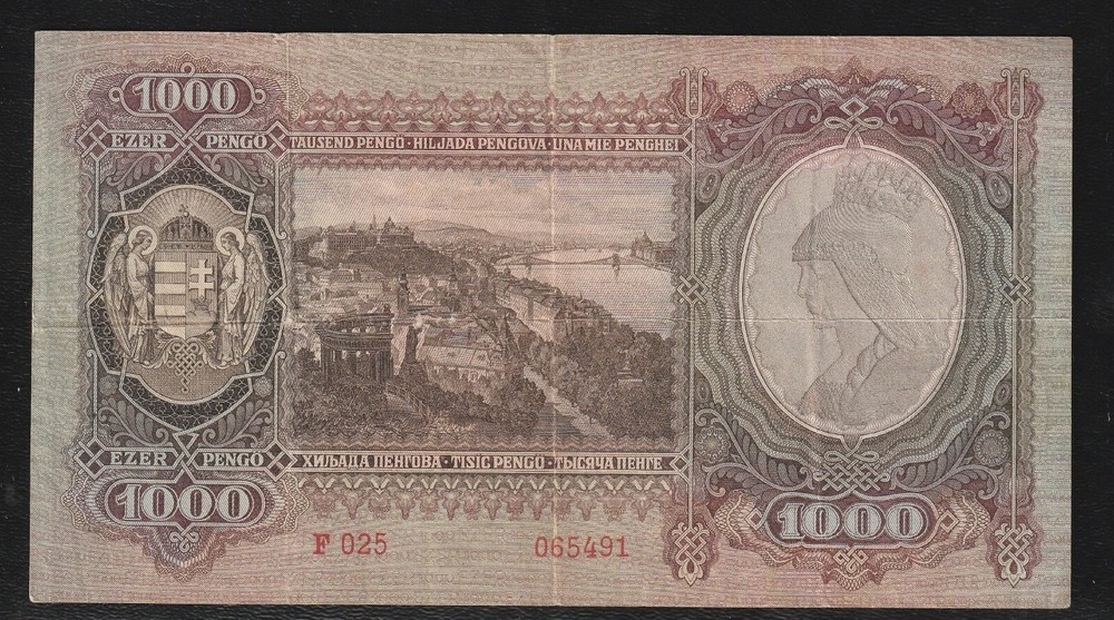 Hungary, 1000 Pengö, 1943, P-116a, RARE Banknote