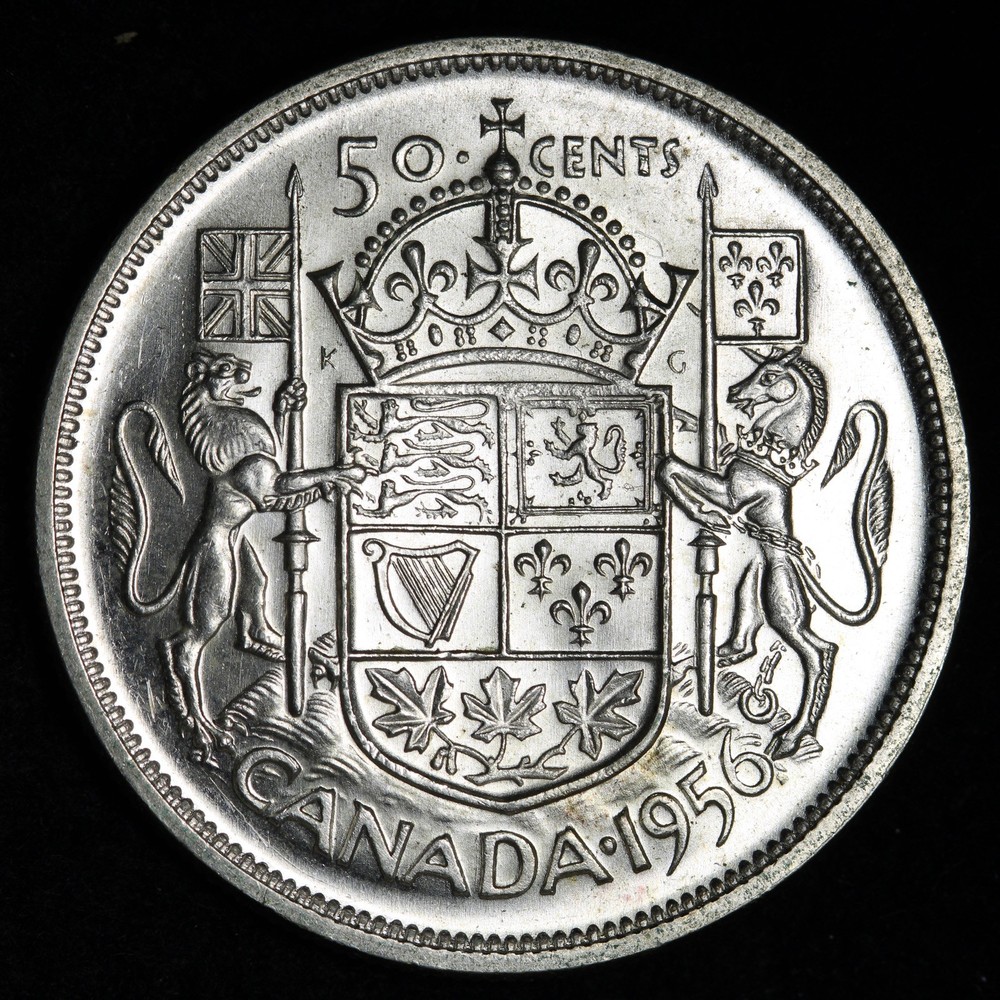 1956 Canada SILVER Fifty Cent Piece E391 WSCH