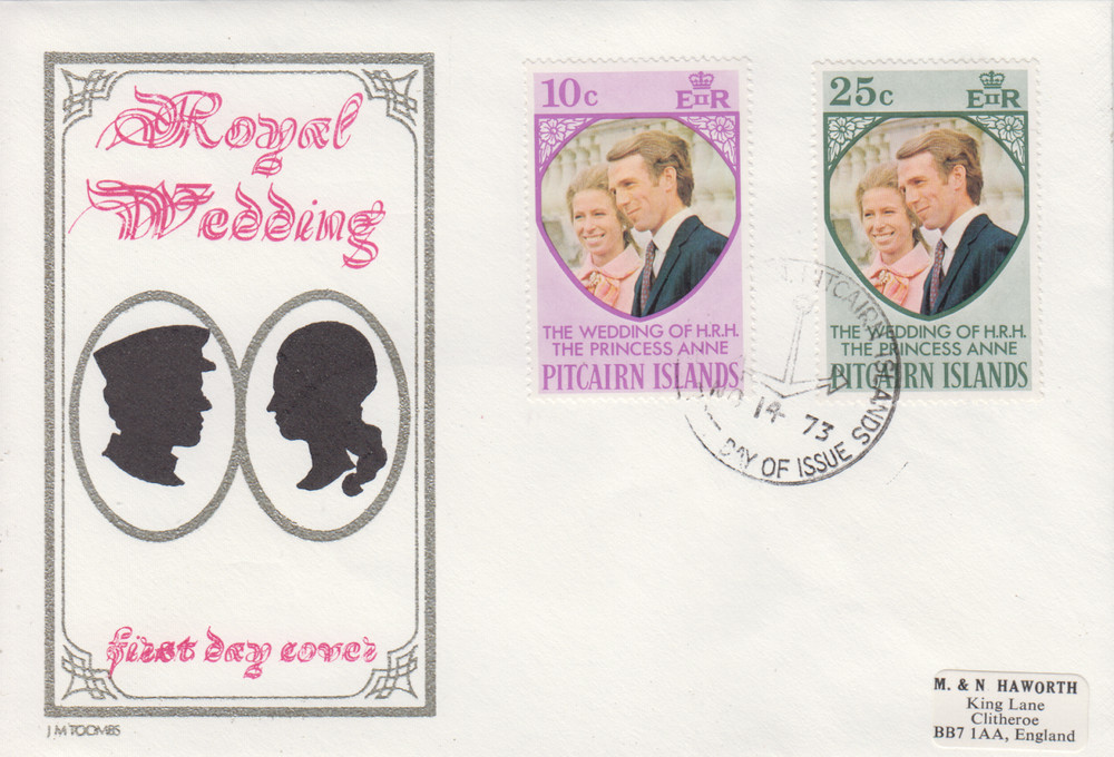 Pitcairn Islands  1973 Royal Wedding  FDC