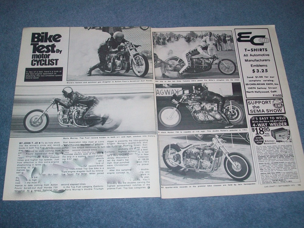 1972 Twin Engine Custom Drag Motorcycle's Vintage Article