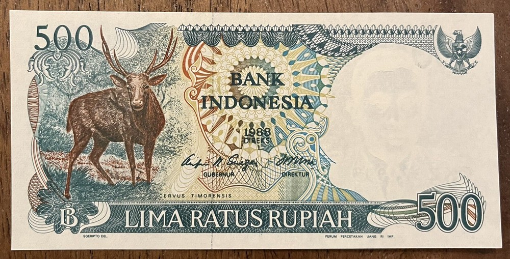 Indonesia 1988 500 Banknote -deer