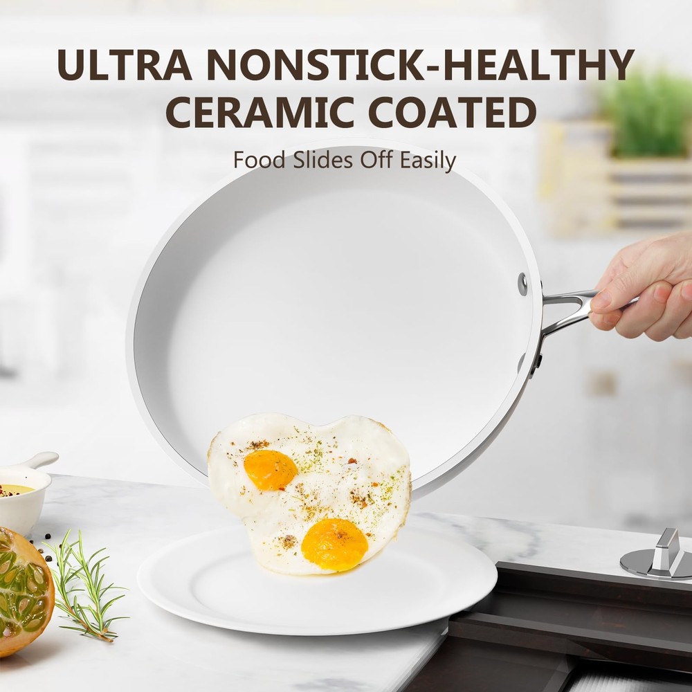 Nonstick Ceramic Cookware Set Induction & Dishwasher Safe Scratch-Resistant Pots
