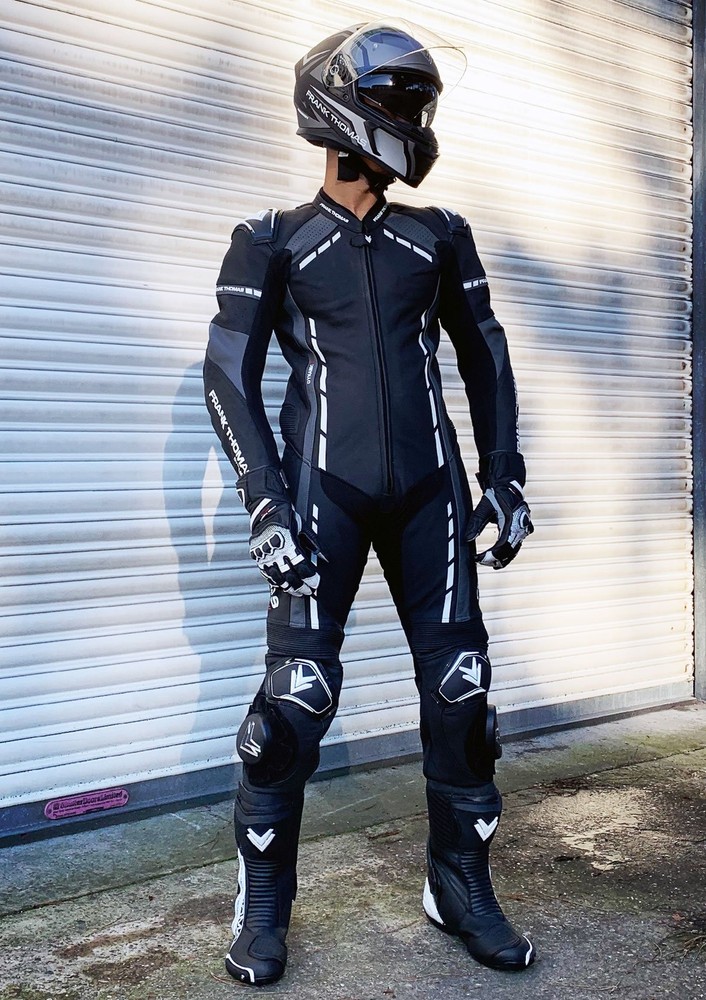 Frank Thomas Dynamic 1pc Leather Suit Black Grey