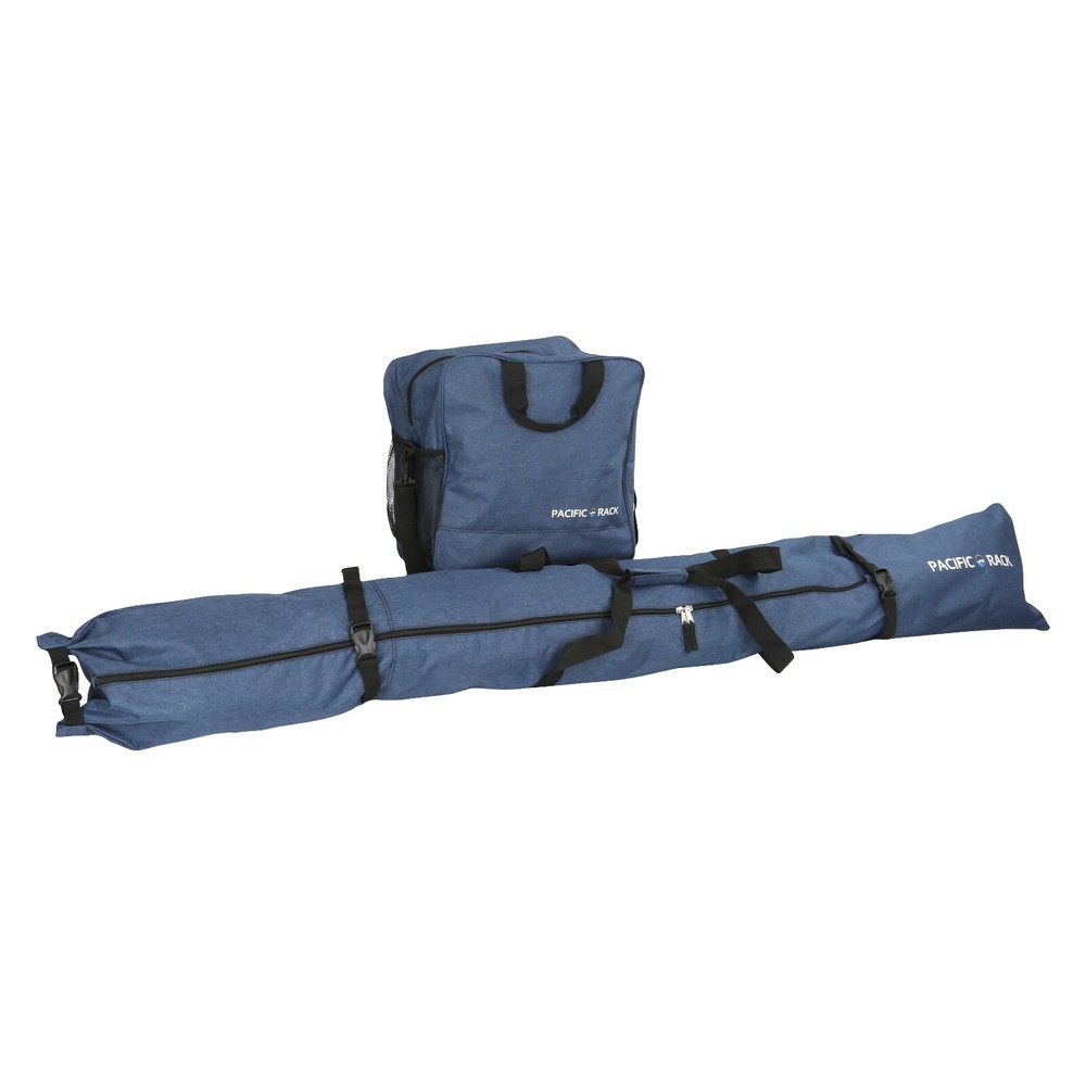 Adjustable Length Ski and Boot Bag Combo - Blue Set - Includes 2 Ski Straps
