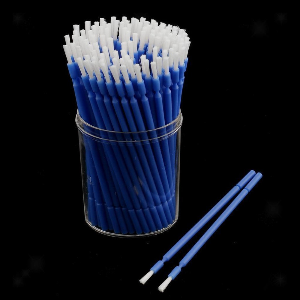100 Pcs/Pack Dental Disposable Single End Brush Micro Applicator Bendable Blue