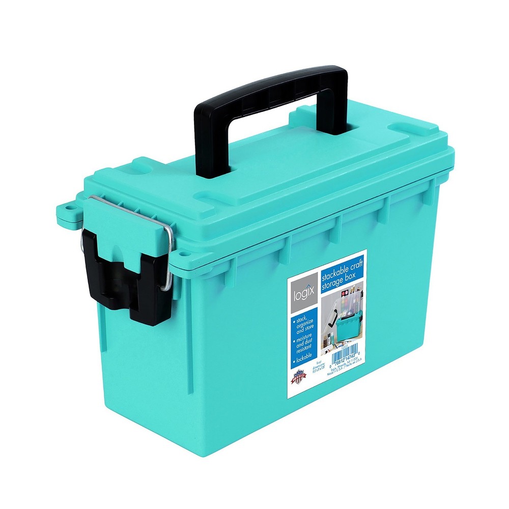 11.5 Inch Stackable Storage Container Teal Water Resistant for Crafts
