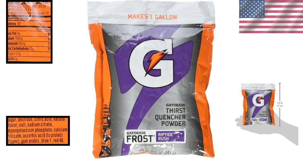 Gatorade Riptide Rush Flavor 8.5oz Instant Powder for Quick Active Hydration
