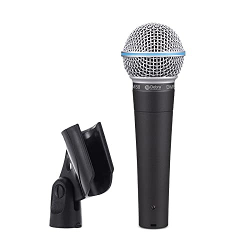 Wired Dynamic Microphone, Cardioid Dynamic Vocal Handheld Mic with Mic Clips,