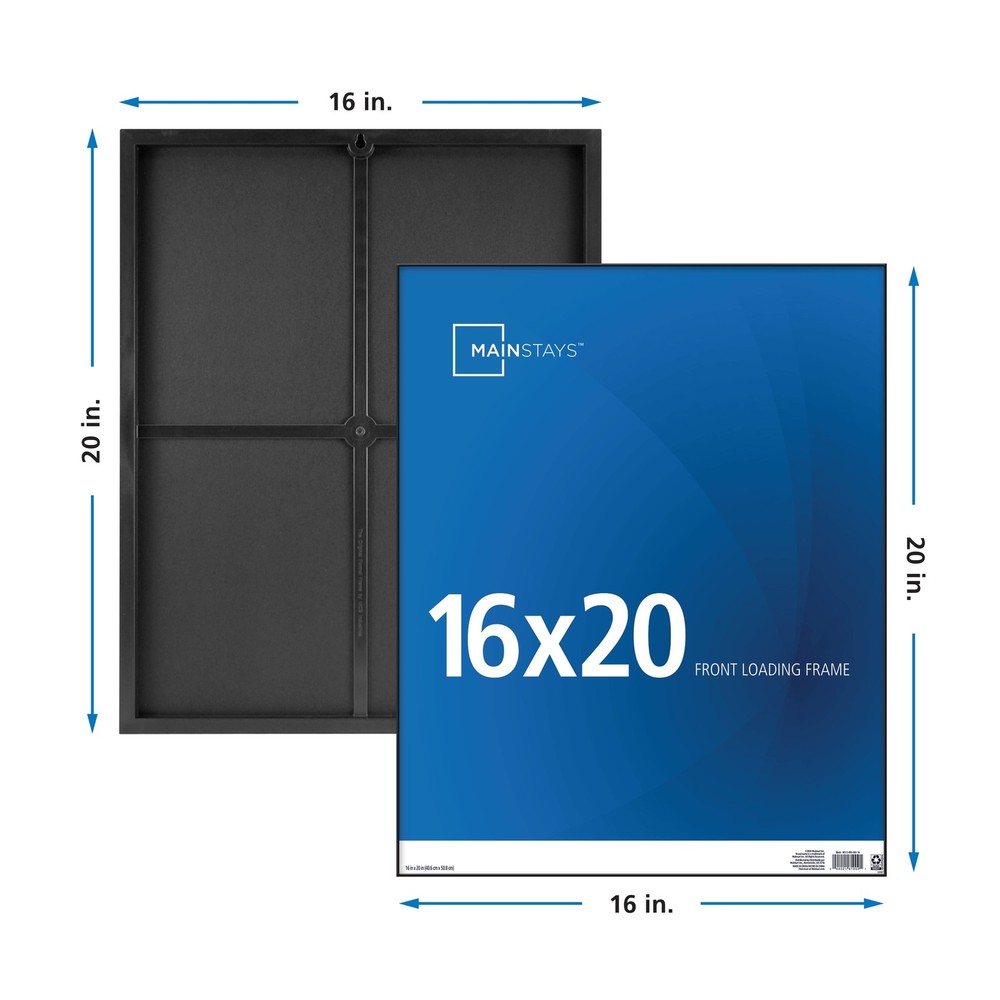 16x20 Front Loading Wall Picture Frame, Black
