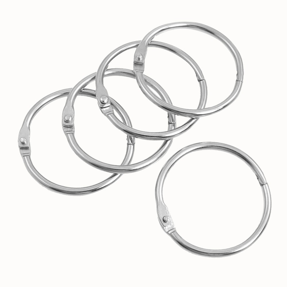 Notebook File Metal 0 Shape Loose Leaf Ring Silver Tone 38mm Outer Dia 5 Pcs