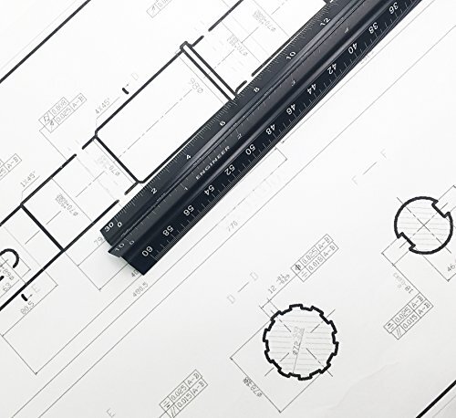 12 Inch Triangular Engineer Scale Ruler Anodized Solid Aluminum Core with Las...