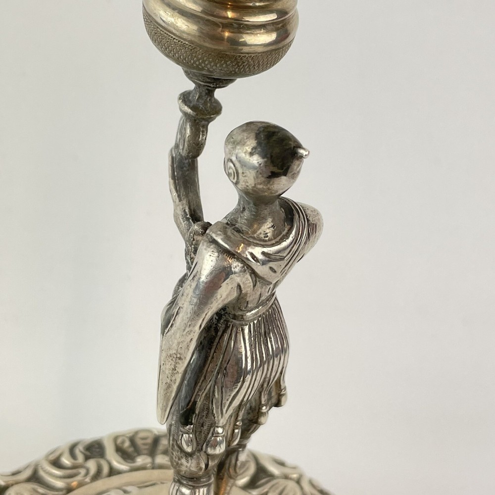 Antique Probably Spanish Solid “915” Silver Figural Chamberstick Figurehead 18cm
