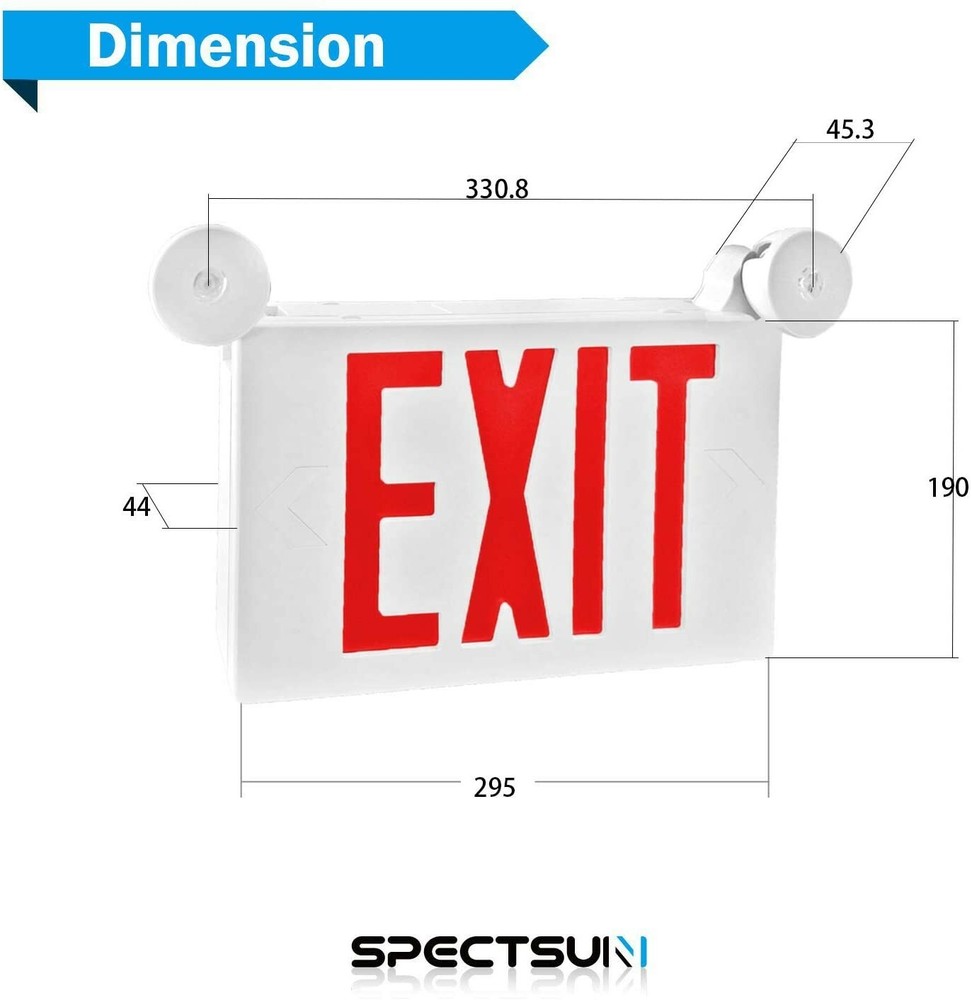 Spectsun 4 Pack Red LED Exit Sign&Emergency Lights Exit Sign Lighting Buniess
