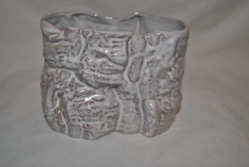 Frankoma White B3 Tree Bark Cork Planter
