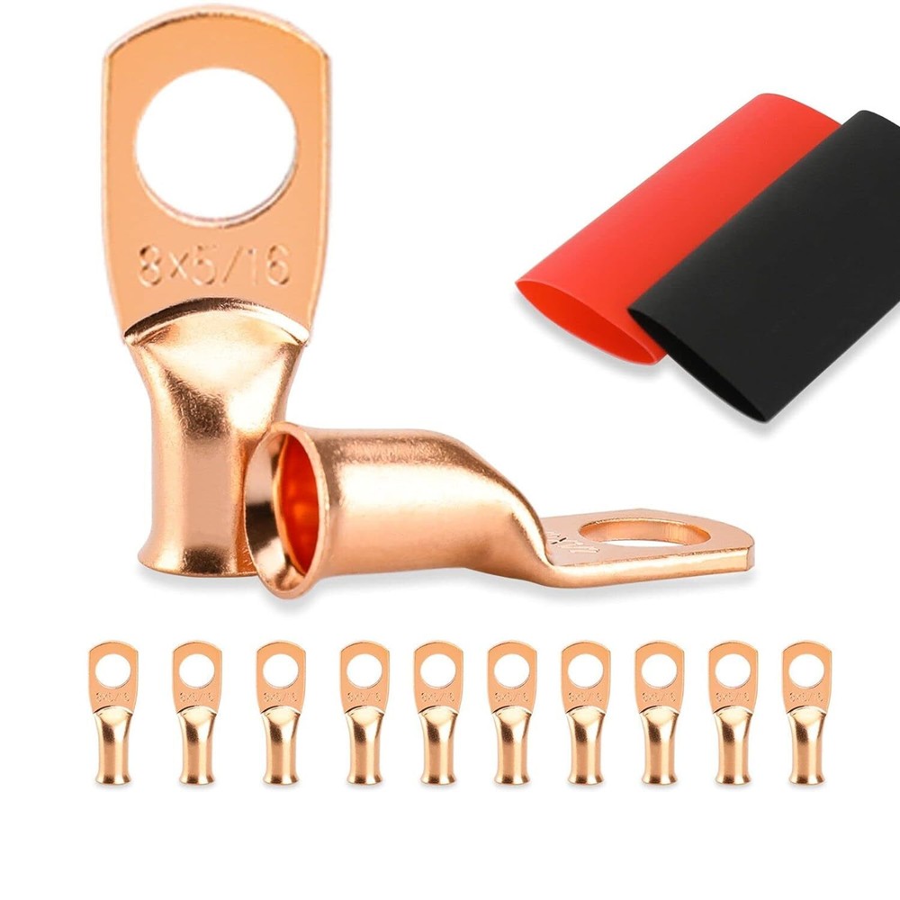 30/10PCS Bare Copper Cable Wire Lugs Ring Terminals Battery Wire Welding Cable