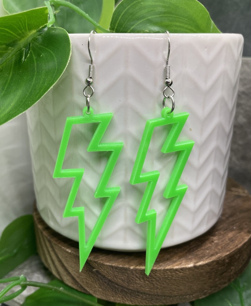 3.5” Earring Set Silver-tone Boho Lightening Bolt Dangle Drop New B7388