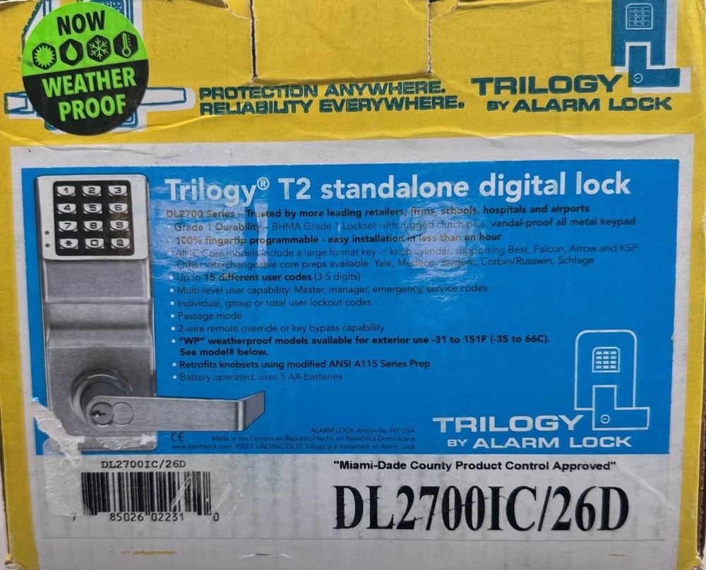 Alarm Lock DL2700IC26D Digital Keypad Lock