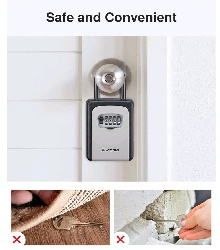 Puroma Lock Box Large Key Resettable Combination Code Security Safe Wall Mount