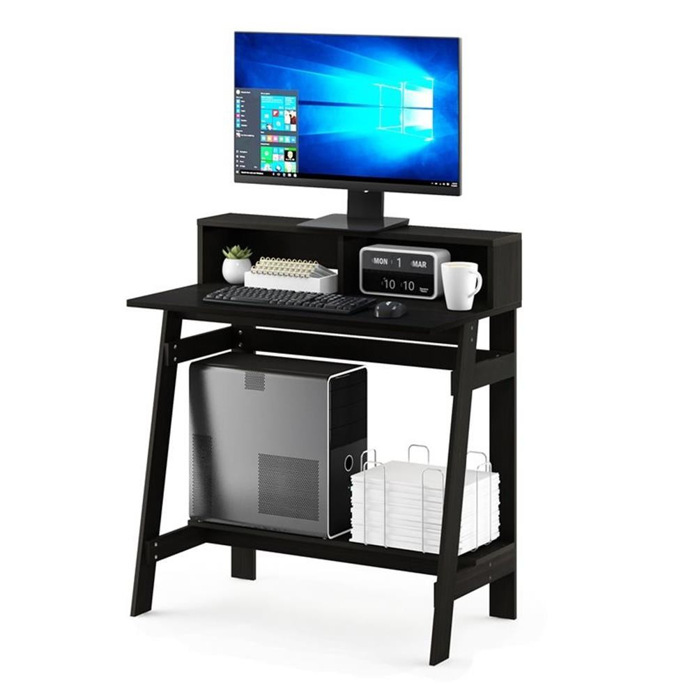 Pemberly Row Engineered Wood Simplistic A Frame Computer Desk in Espresso