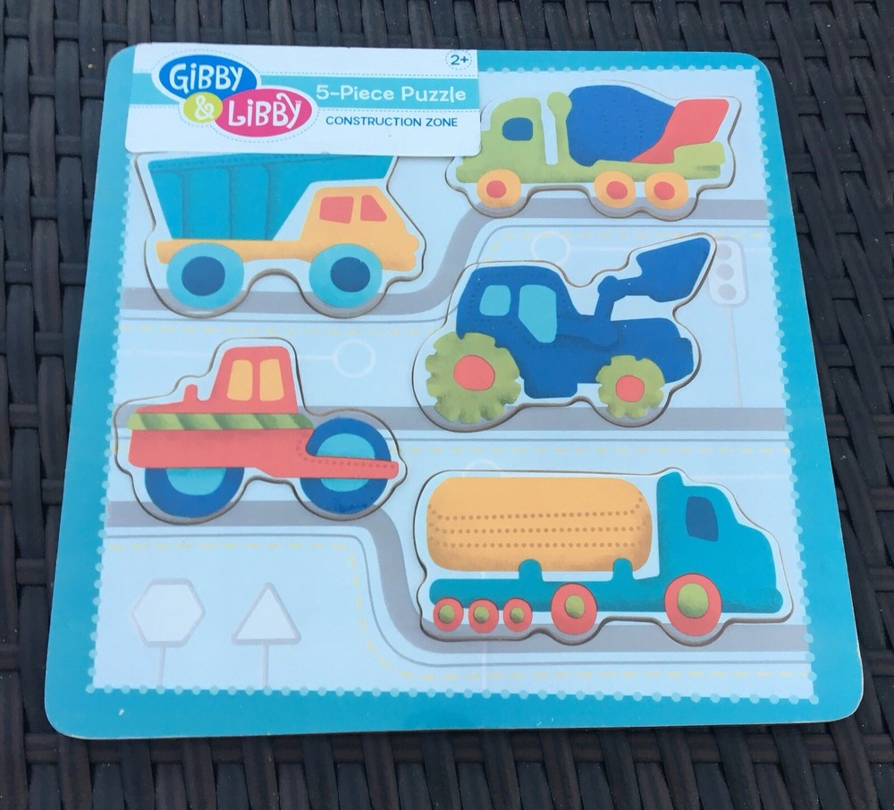 C.R. Gibson Gibby & Libby - 5 Piece Puzzle - Construction Zone