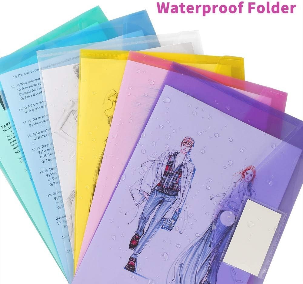 11 Pack Plastic Poly Filing Envelopes Clear Document Folders Letter A4 Size