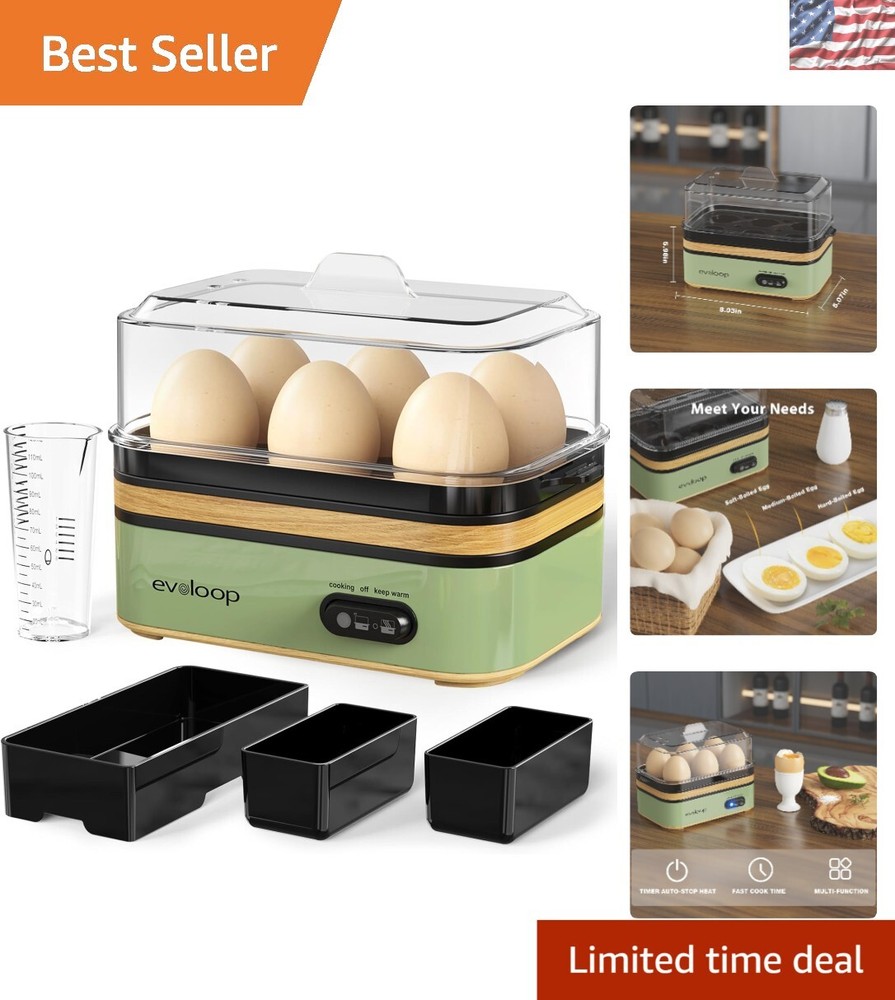 Versatile Egg Cooker - Soft, Medium, Hard-Boiled & Poaching, 6 Egg Capacity