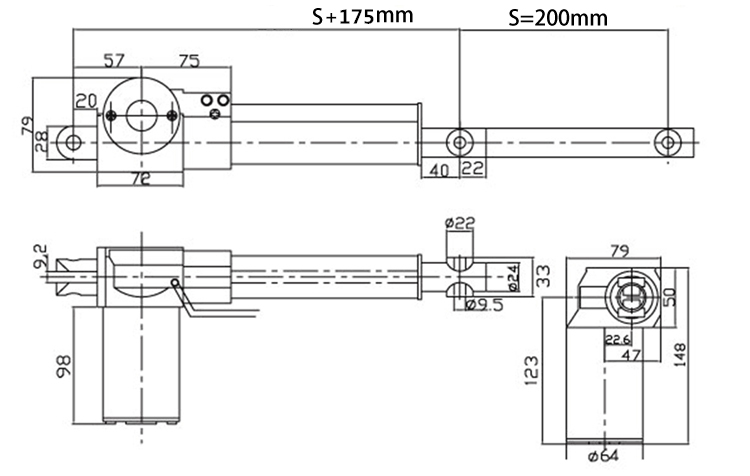 Electric Motor Linear Actuator 12V DC , 1320LBS (6000N) , 8" Replace Tool
