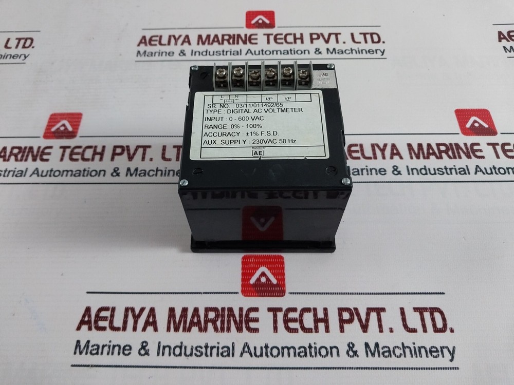 AE Digital AC Single Phase Voltmeter 0-600 Vac