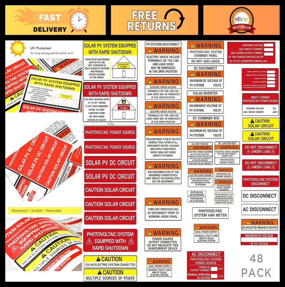 Solar System Installer Label Kit | 2020 & 2017 Code | Electrical Safety Stickers