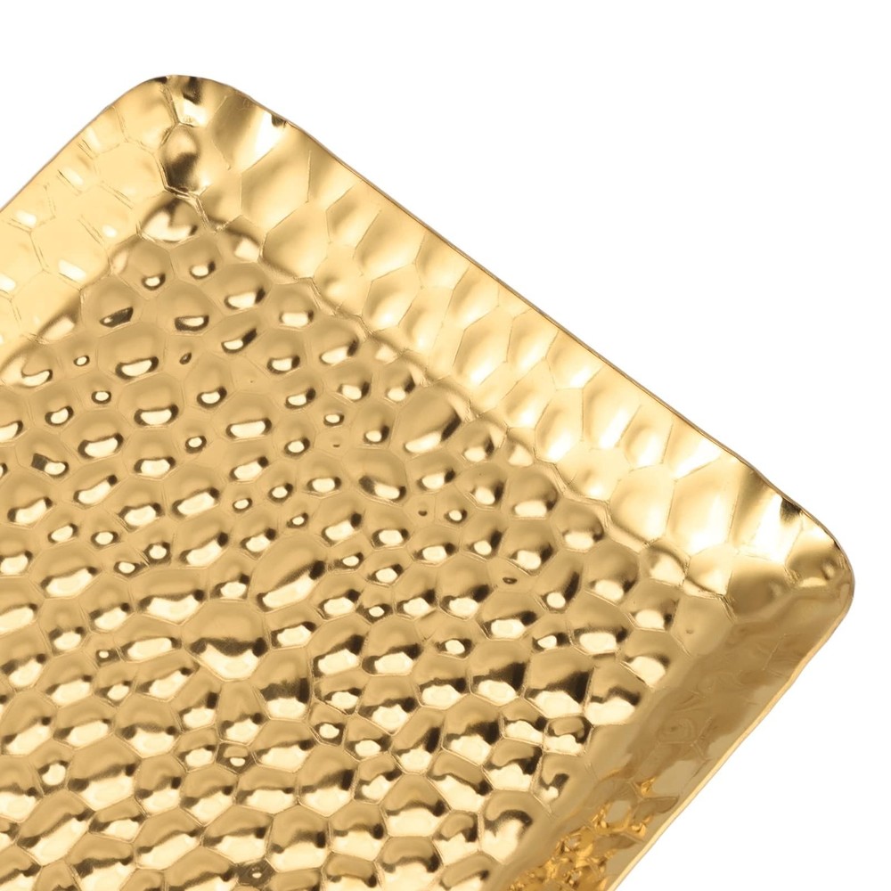 Serving Platter, Pastry Serving Tray Multi Purpose Hammered for Restaurant (Gold