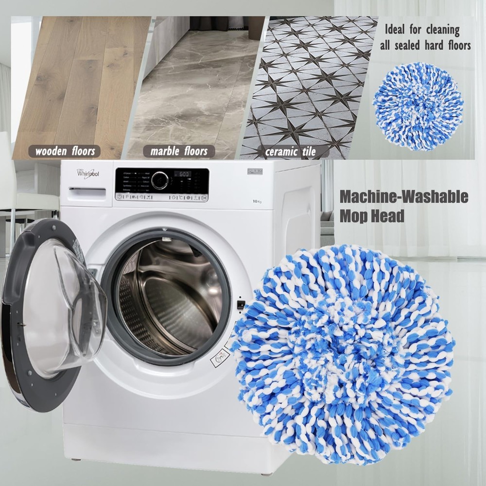 4 Pack Spin Mop Replacement Heads Microfiber Mop Refills Compatible with 2 Ta...