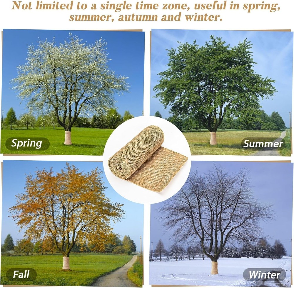 2 Rolls Burlap Tree Protector Wraps 7.8" X 118" Winter Tree Trunk Guards