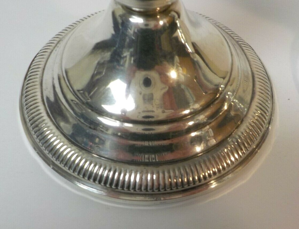 Pair Crown Mid-Century Sterling Silver 3.75" Candlesticks