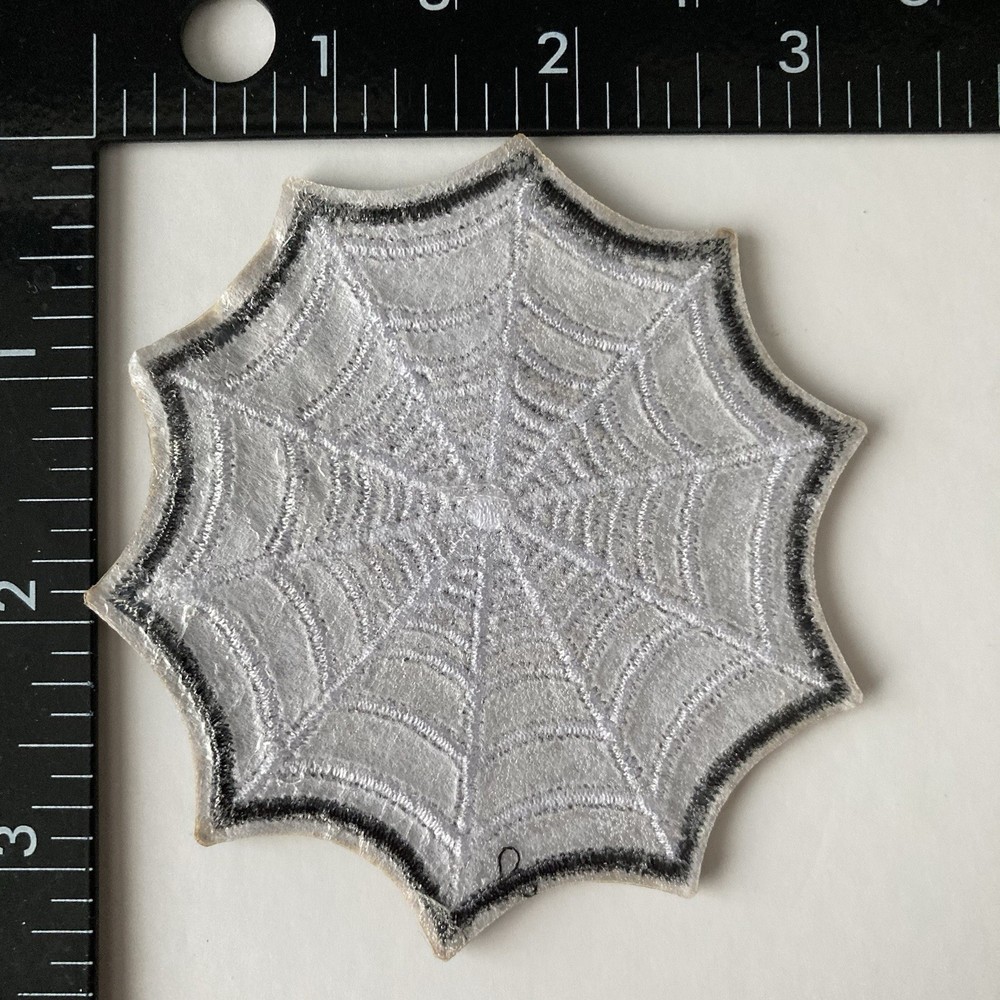 Spider Web Black And White Embroidered Iron On Patch Halloween