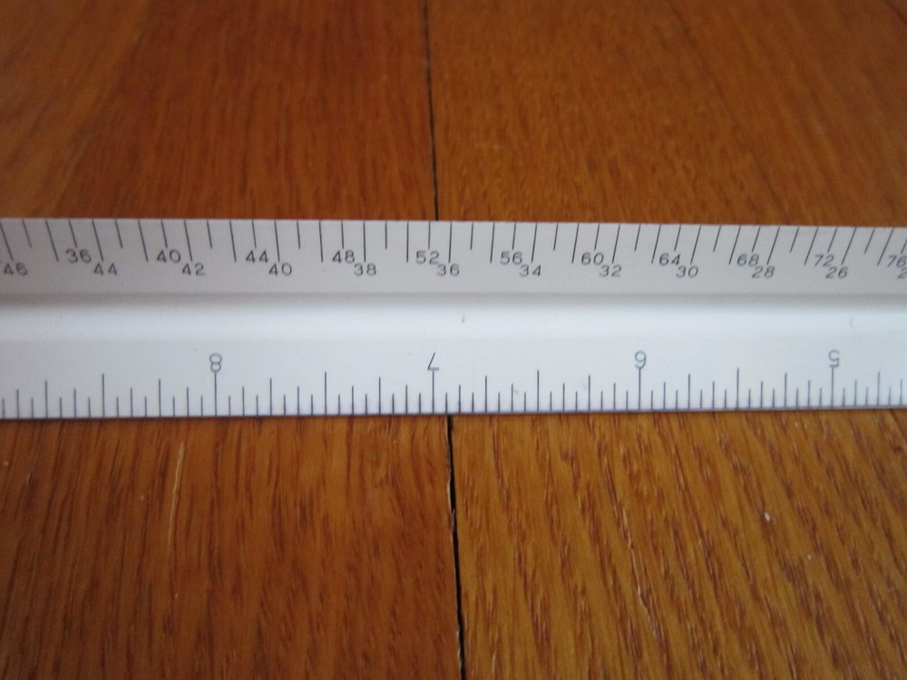 Vtg Charvoz 12" Architect Drafting Ruler 3 Sided Triangular Plastic 30-1201 Case