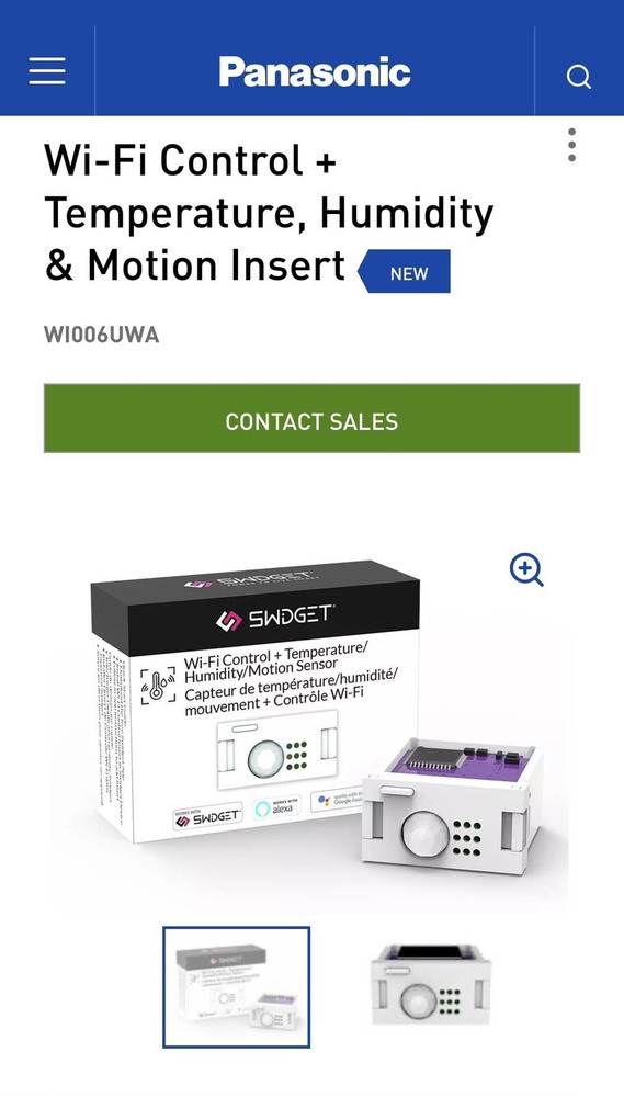 Panasonic Swdget WiFi Control+Temperature/Humidity/Motion Sensor
