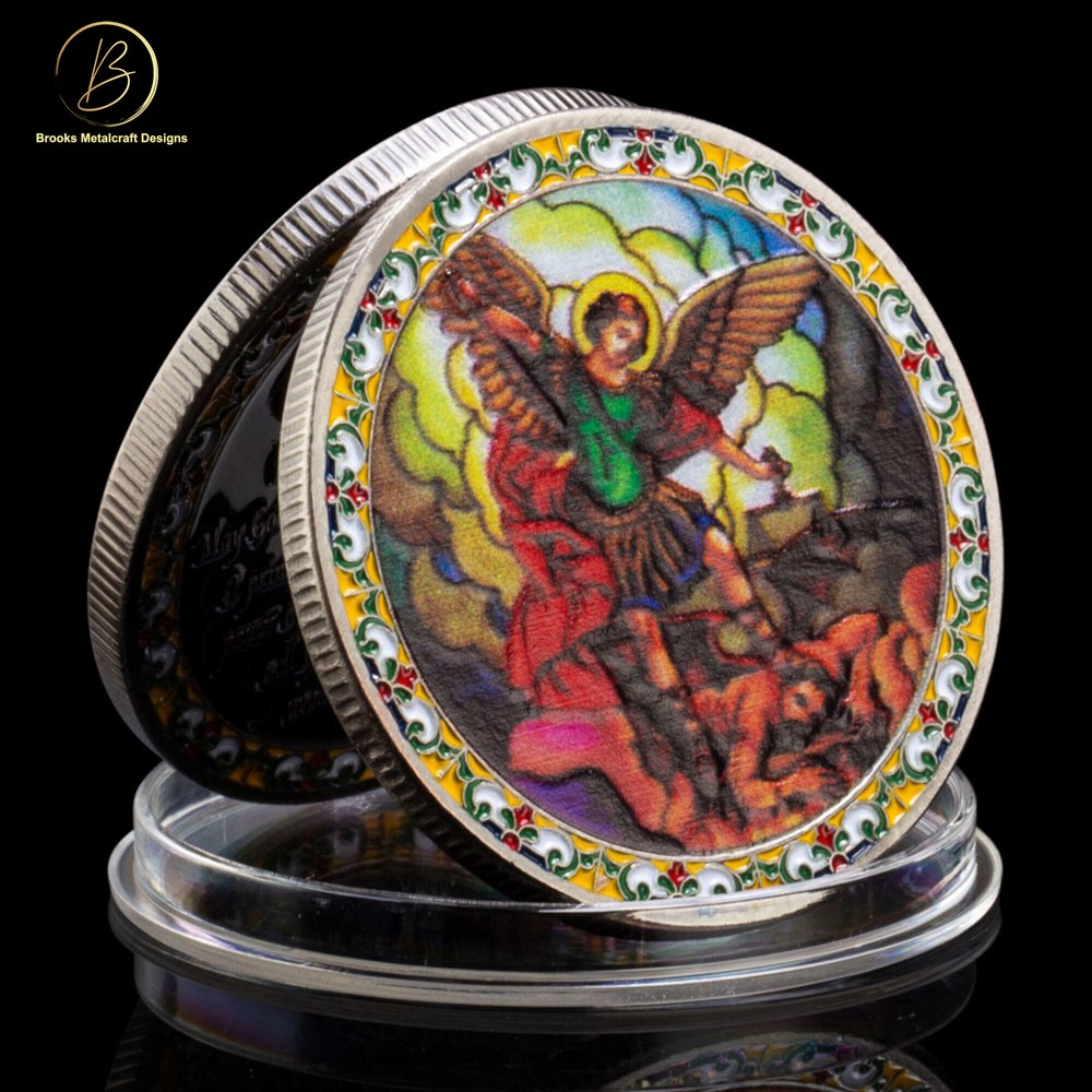 Christian St Michael Prayer Silver Challenge Coin