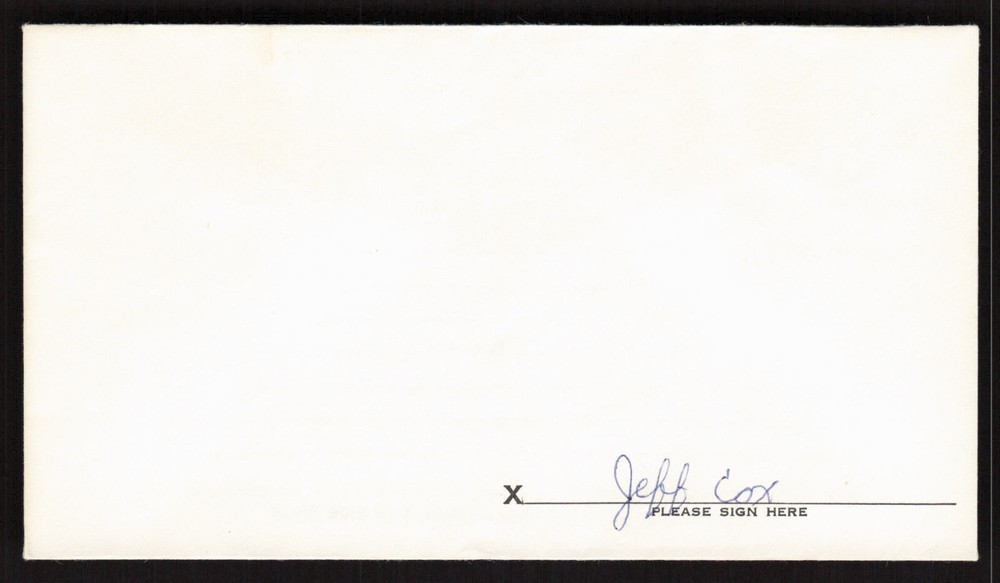 Jeff Cox Signed Baseball Postal Envelope Oakland Athletics Auto