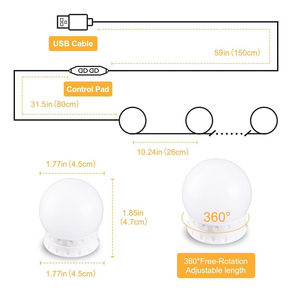 LED Vanity Lights for Mirror, High Brightness LED Chip, Hollywood Style Vanit...