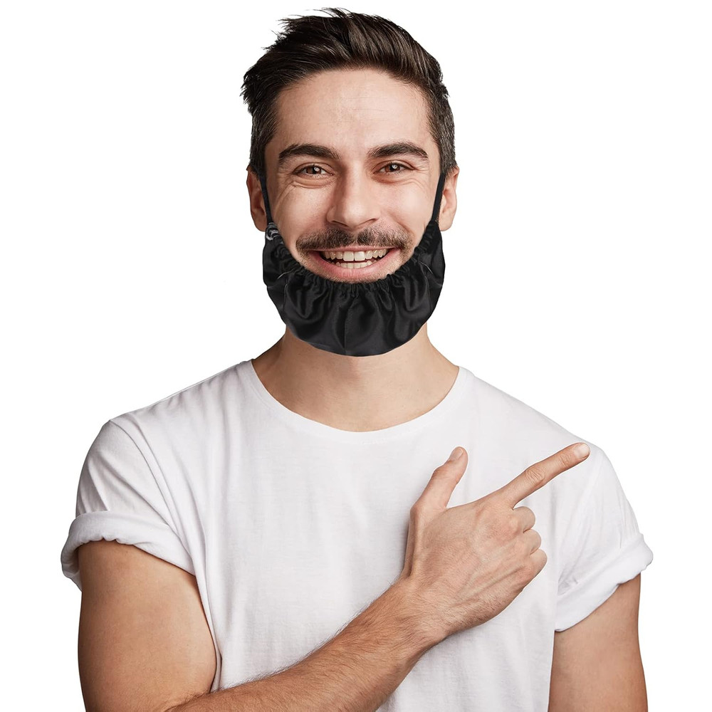 Beard Bandana, 2 Pack Men Beard Bib Black Beard Covers Soft Comfortable and Silk