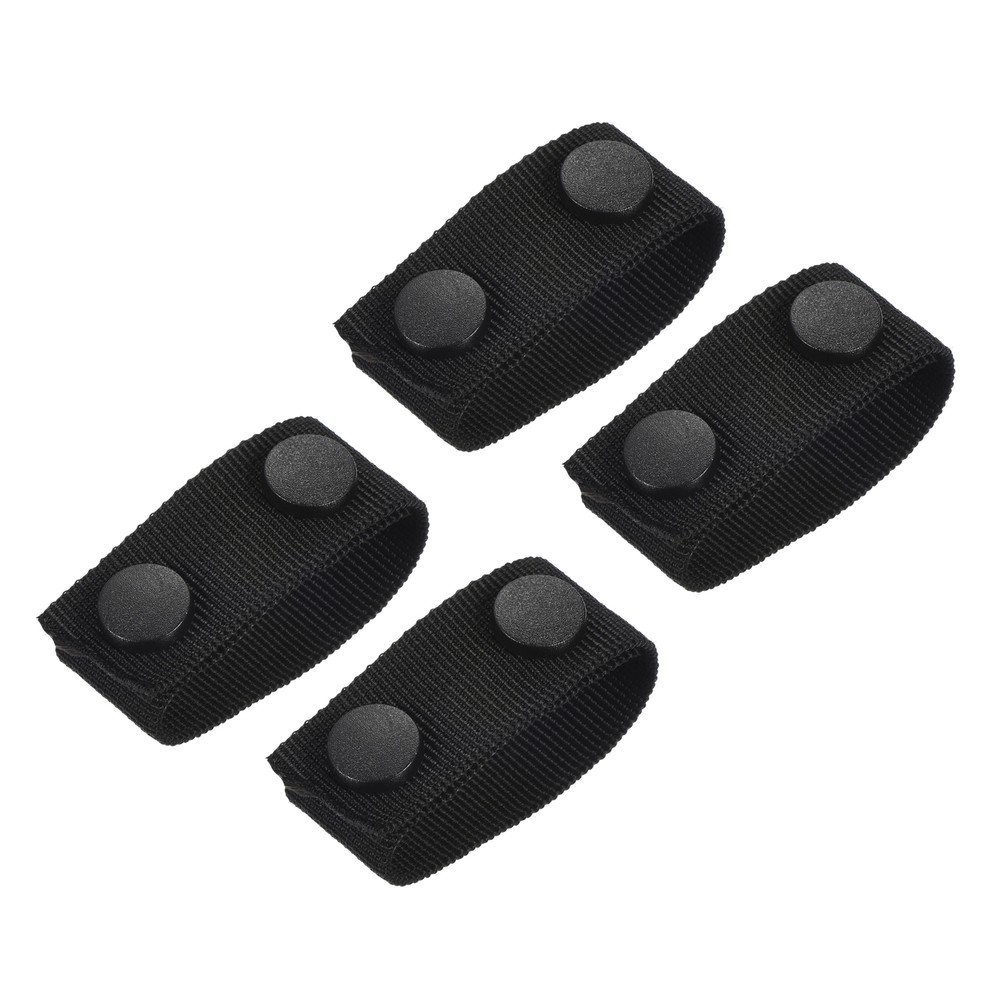 Belt Keeper, 4Pcs Nylon Webbing Loop with Double Snaps for 2-2¼" Belt, Black