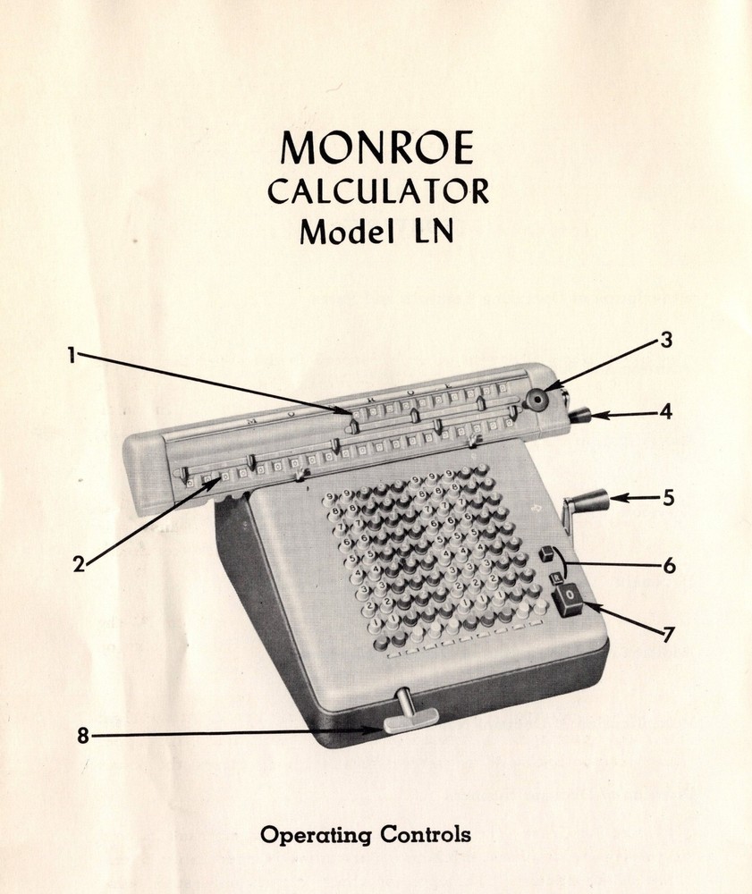 Repro Monroe LN Model Calculator Instruction Manual User Vtg Adding Machine